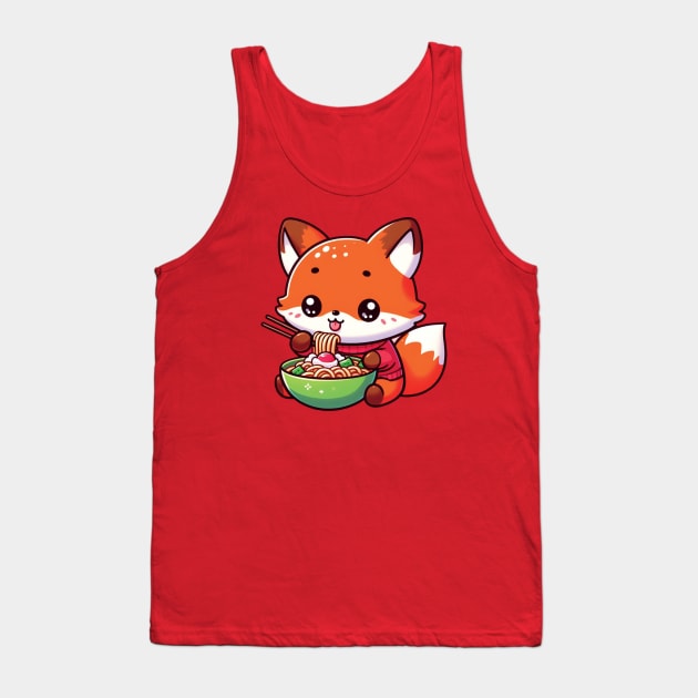 Fox eating ramen Tank Top by blue-koala